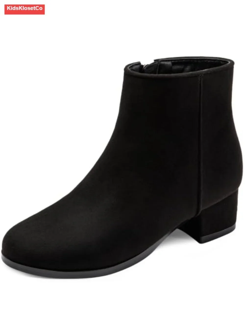 Girls Ankle Booties Low Chunky Heel Side Zipper Faux Leather Wedge Boots